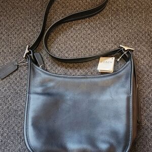 Coach Black Leather Mini Crossbody with Silver Hardware